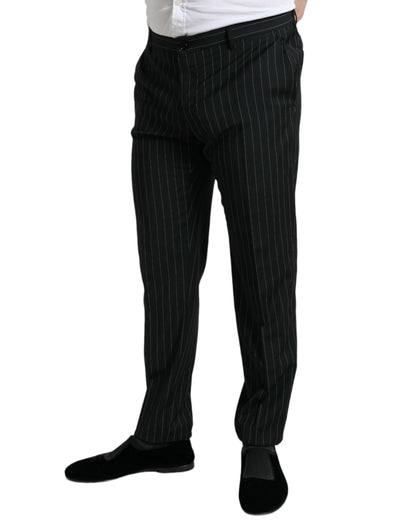 Black and White Striped Skinny Dress Pants