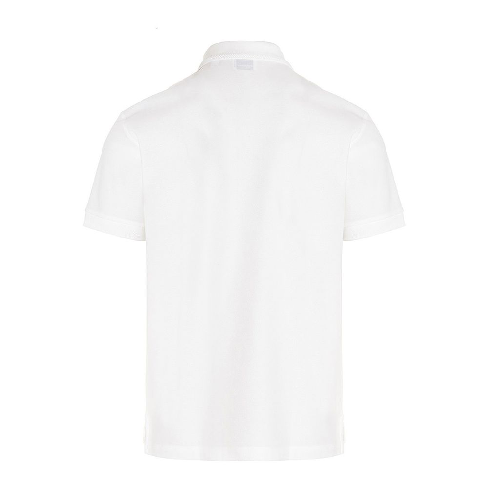 Elegant White Pique Cotton Polo Shirt