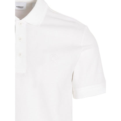 Elegant White Pique Cotton Polo Shirt