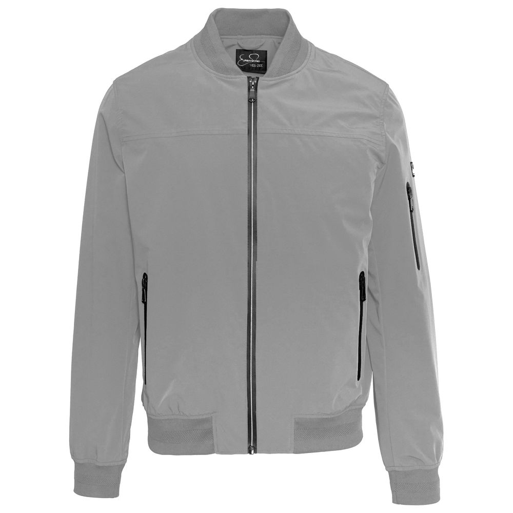 Chic Gray Nylon Bomber Jacket for Men