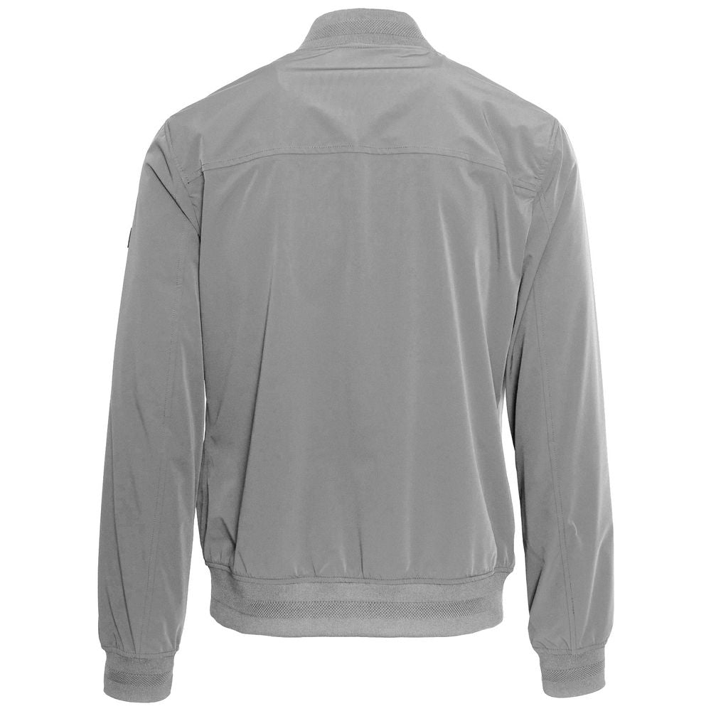 Chic Gray Nylon Bomber Jacket for Men