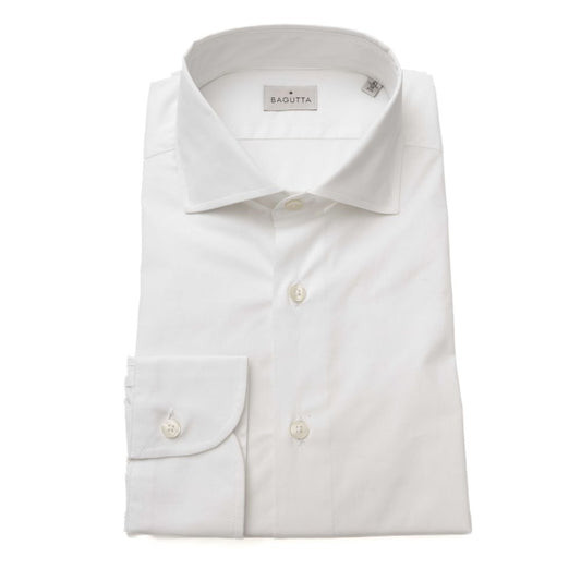 White Cotton Men's Slim Shirt