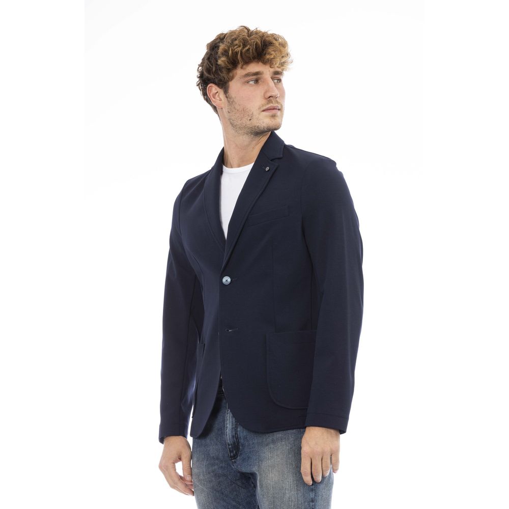 Blue Cotton Men Jacket