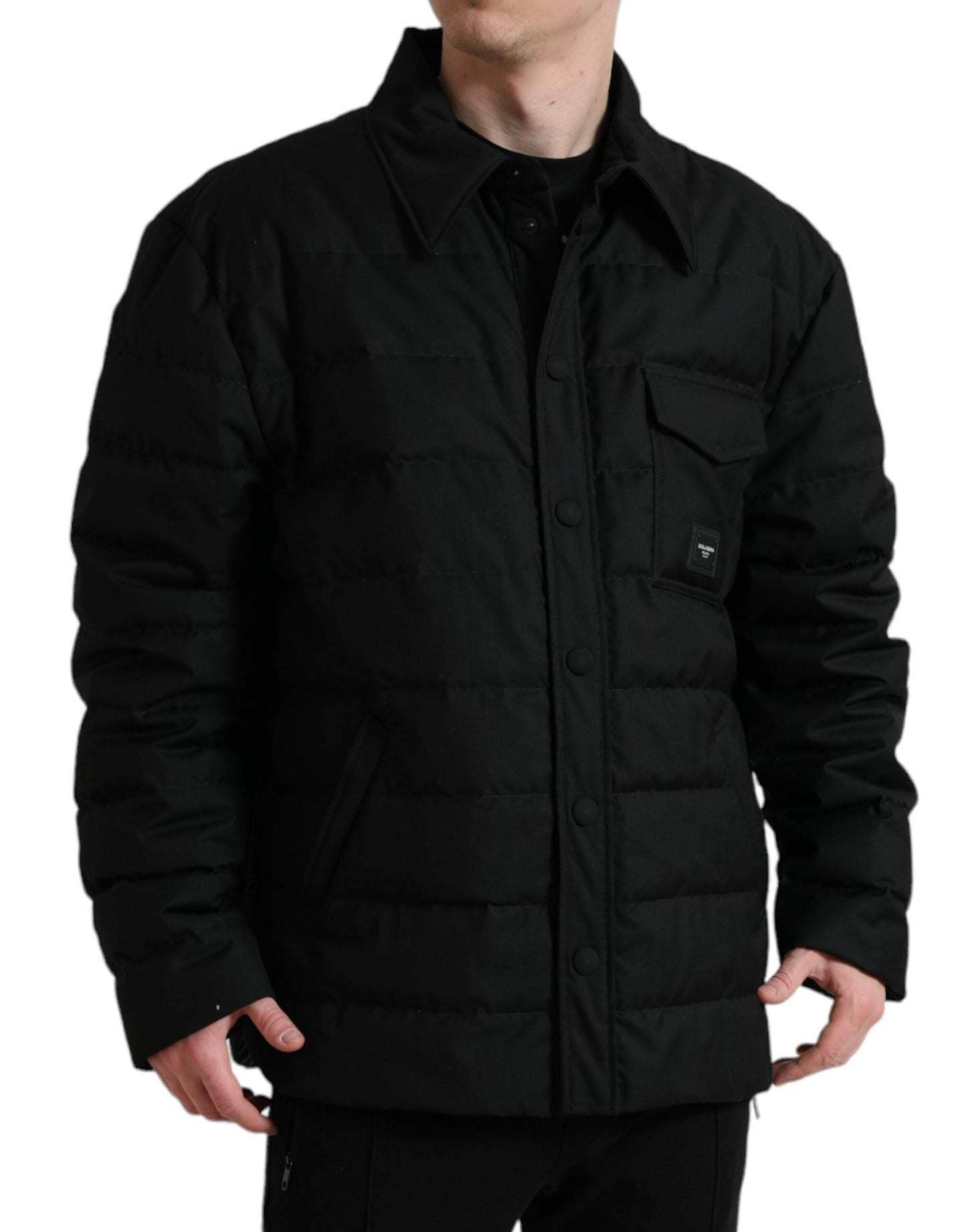 Elegant Black Quilted Down Jacket