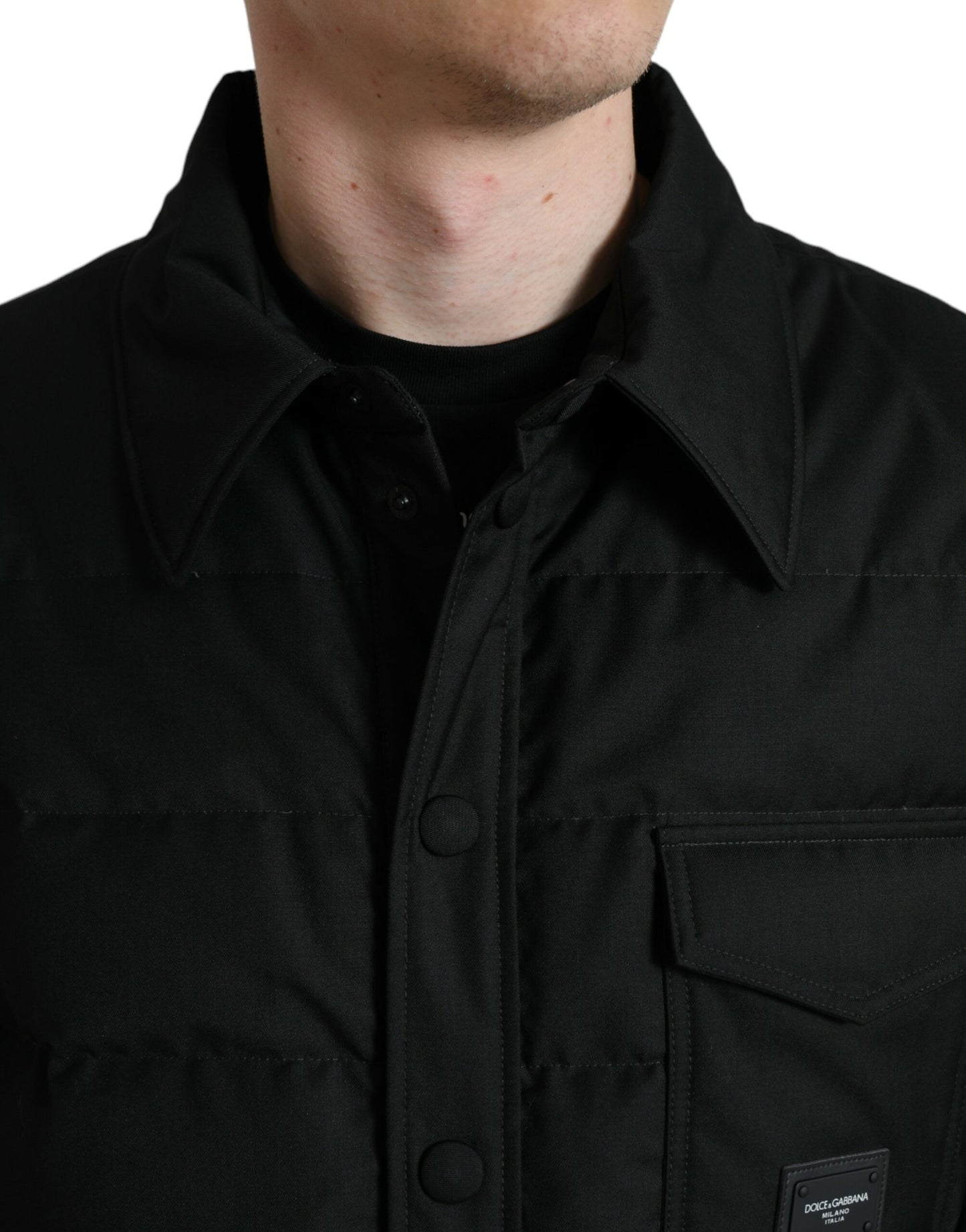 Elegant Black Quilted Down Jacket