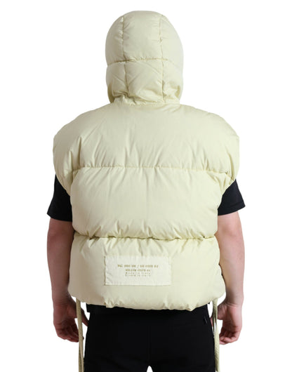 Sunny Yellow Nylon Puffer Hooded Jacket