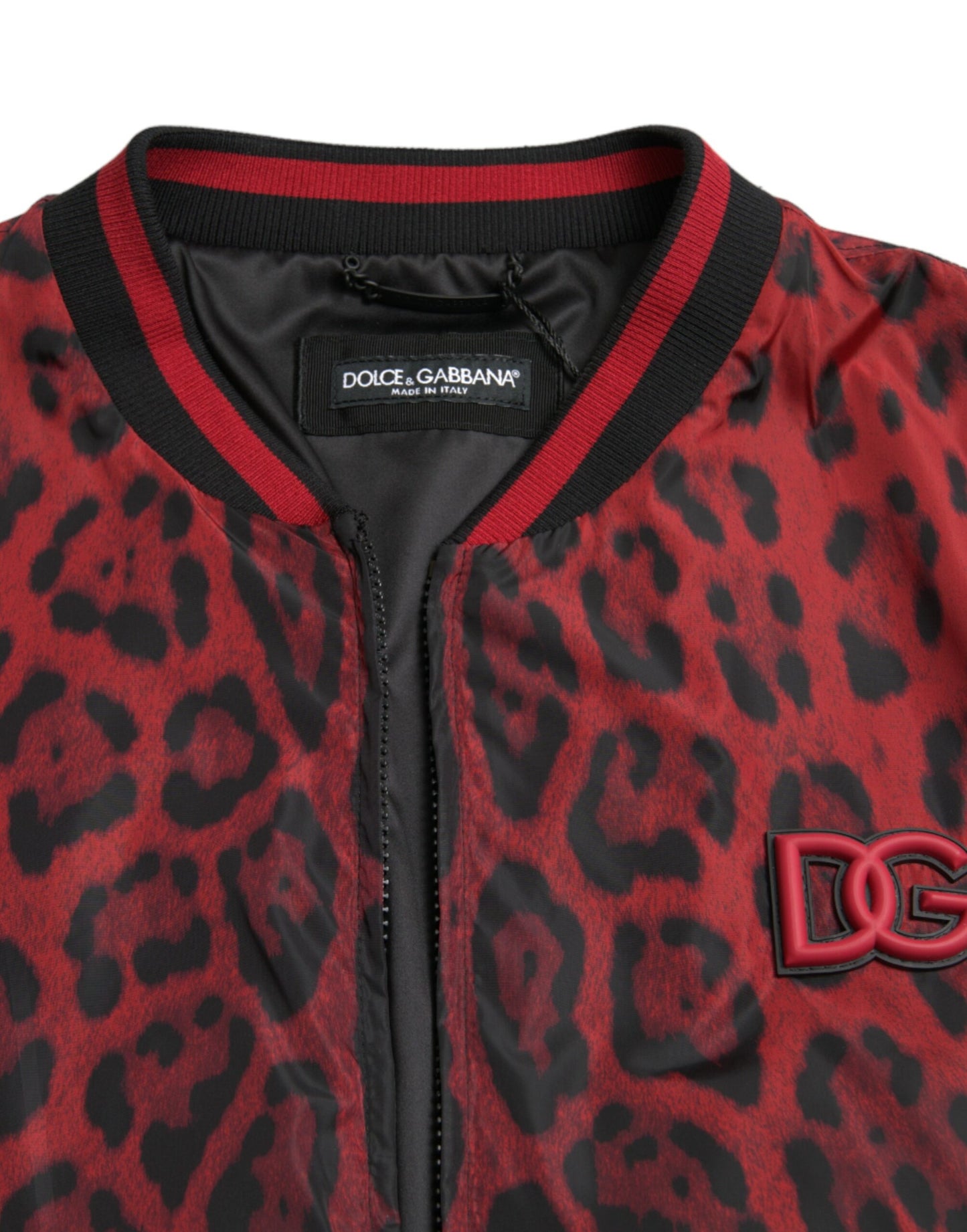 Red Leopard Nylon Bomber Jacket