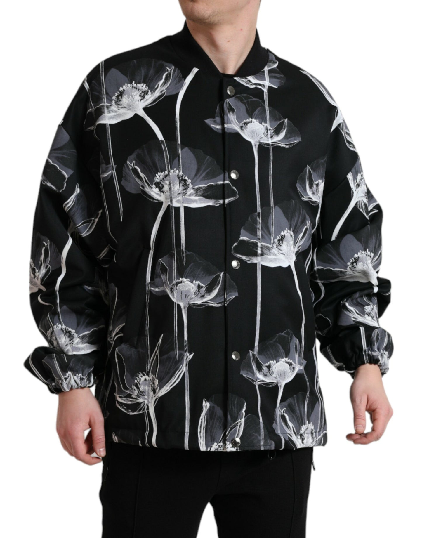 Elegant Floral-Print Bomber Jacket