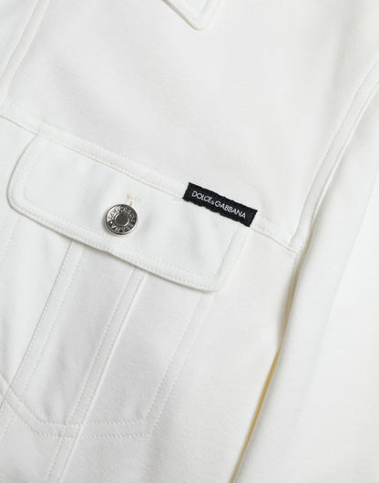 Elegant White Cotton Denim Jacket