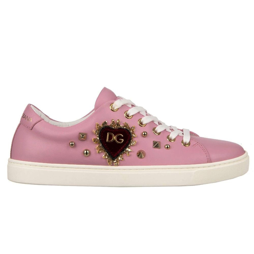 Antique Pink Nappa Calfskin Sneakers with Studs