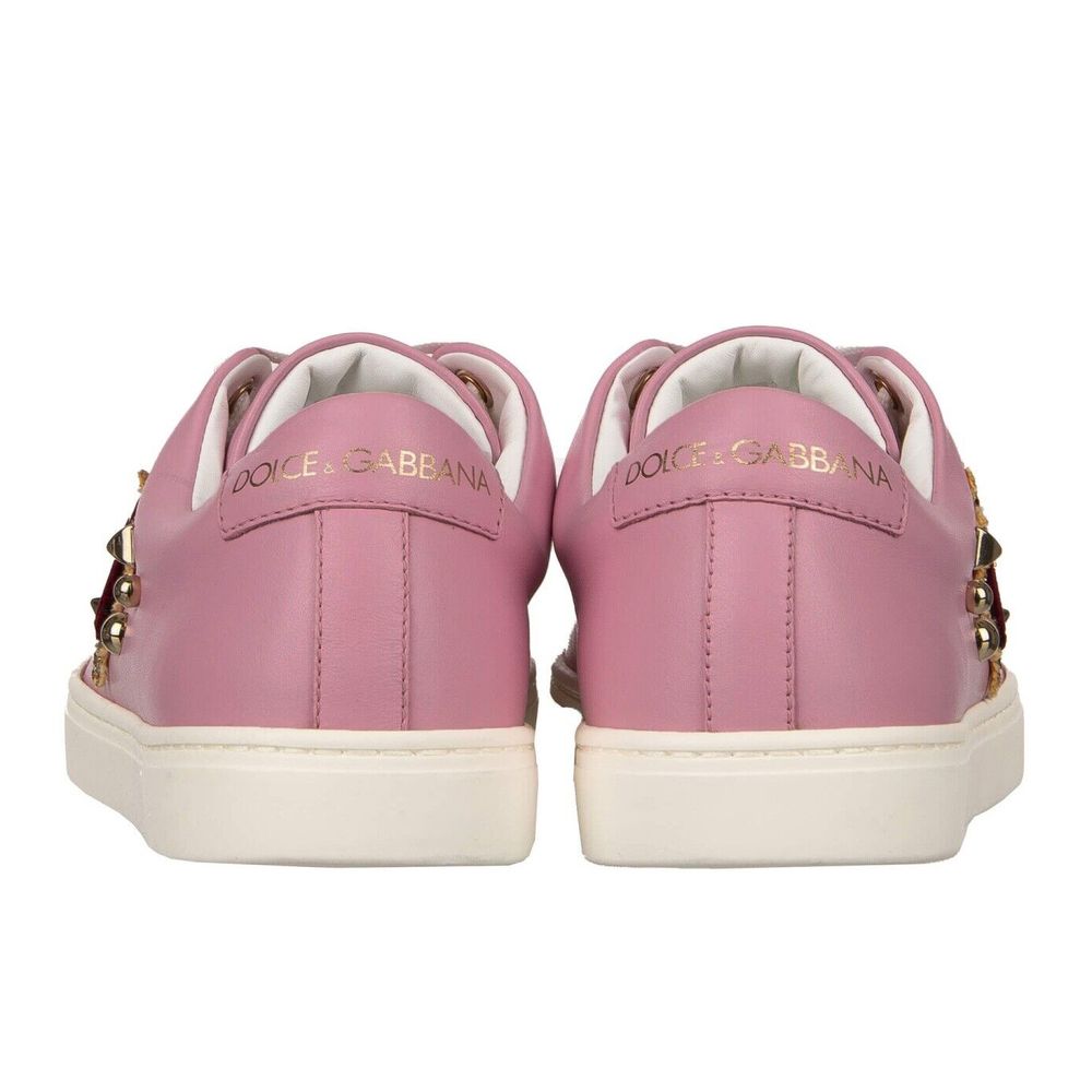 Antique Pink Nappa Calfskin Sneakers with Studs