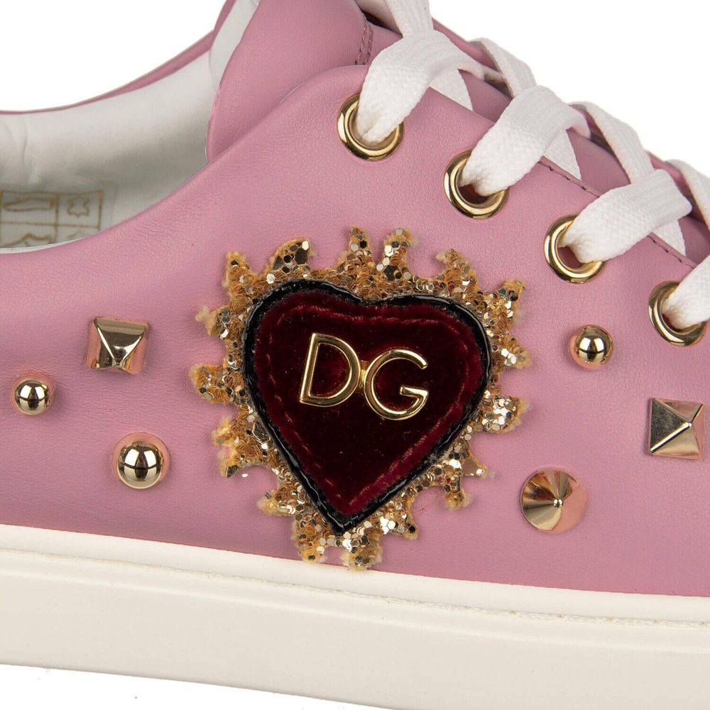 Antique Pink Nappa Calfskin Sneakers with Studs