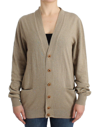 Cardigan Beige Laine Cachemire Pull Tricot