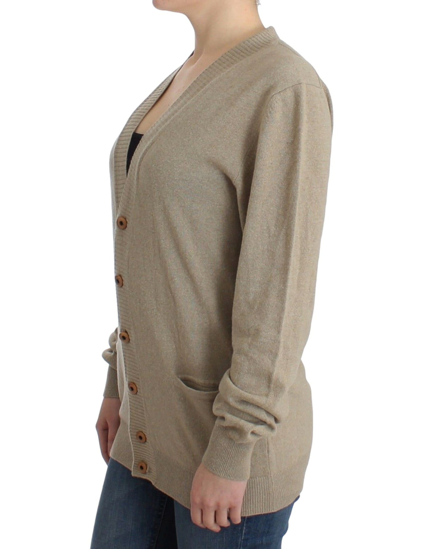 Cardigan Beige Laine Cachemire Pull Tricot