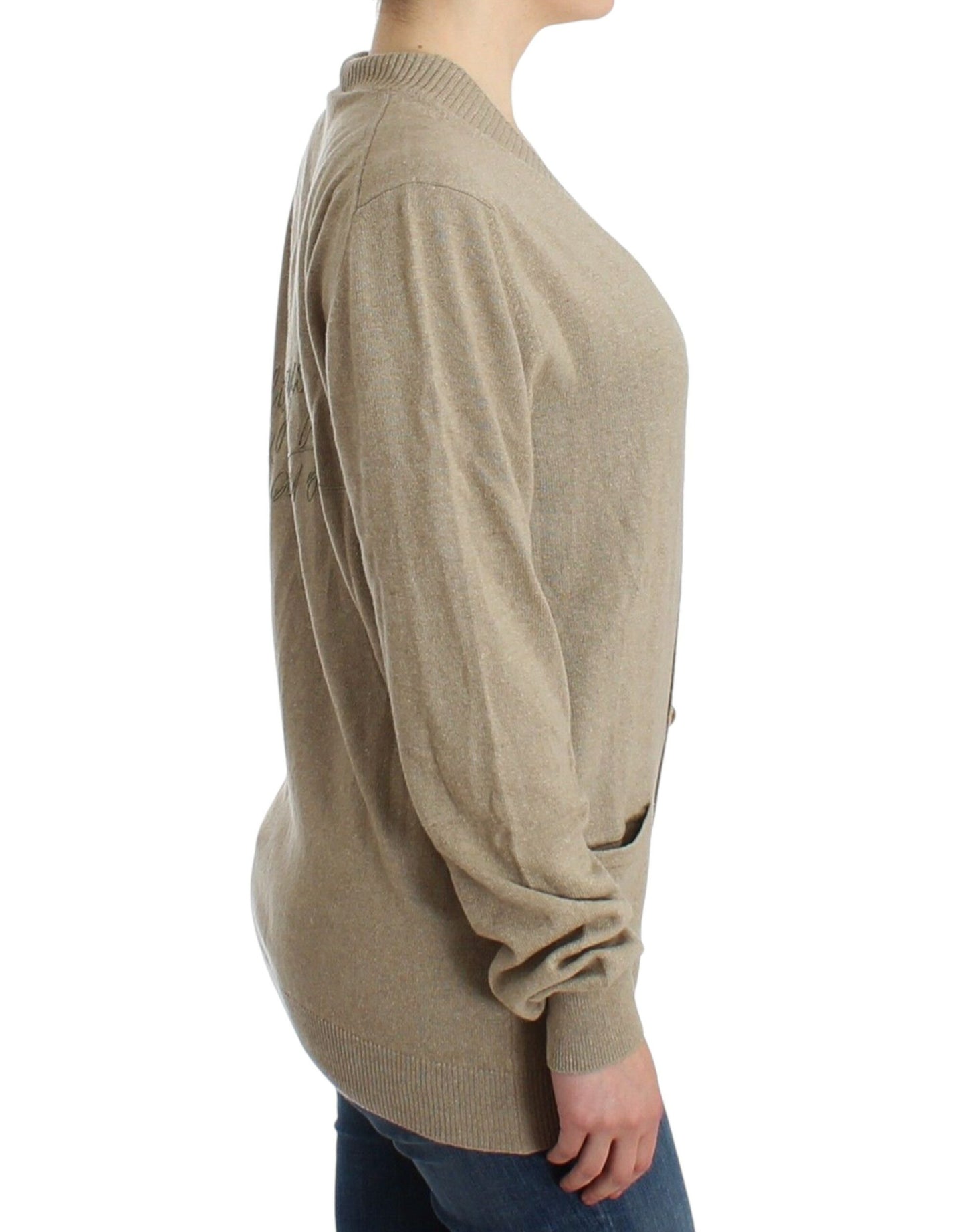 Cardigan Beige Laine Cachemire Pull Tricot