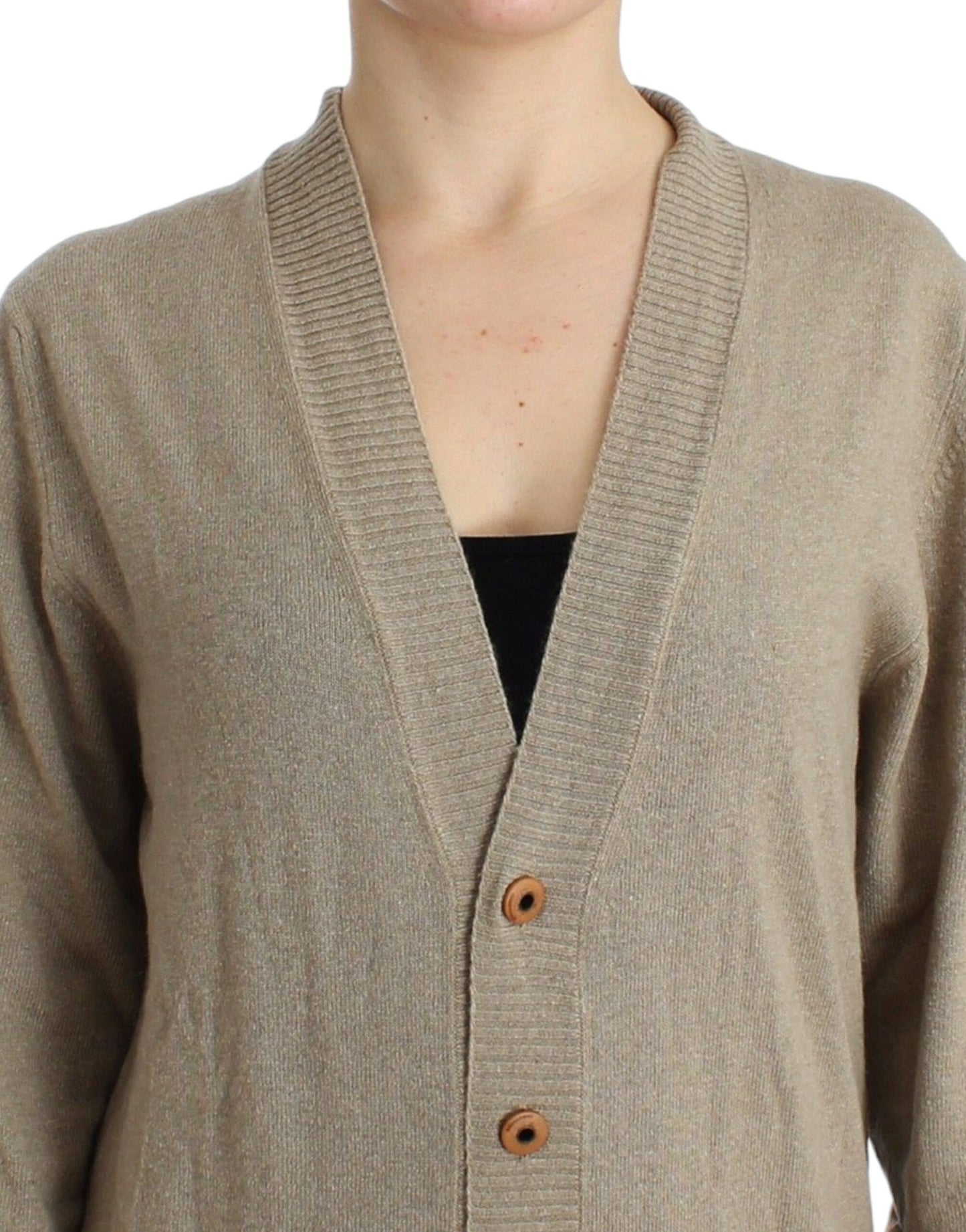 Cardigan Beige Laine Cachemire Pull Tricot