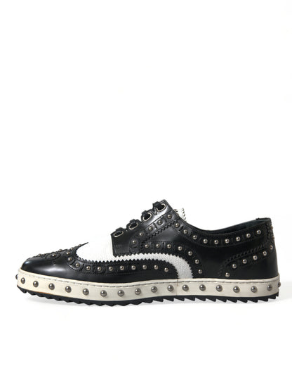 Studded Leather Sneakers in Black & White