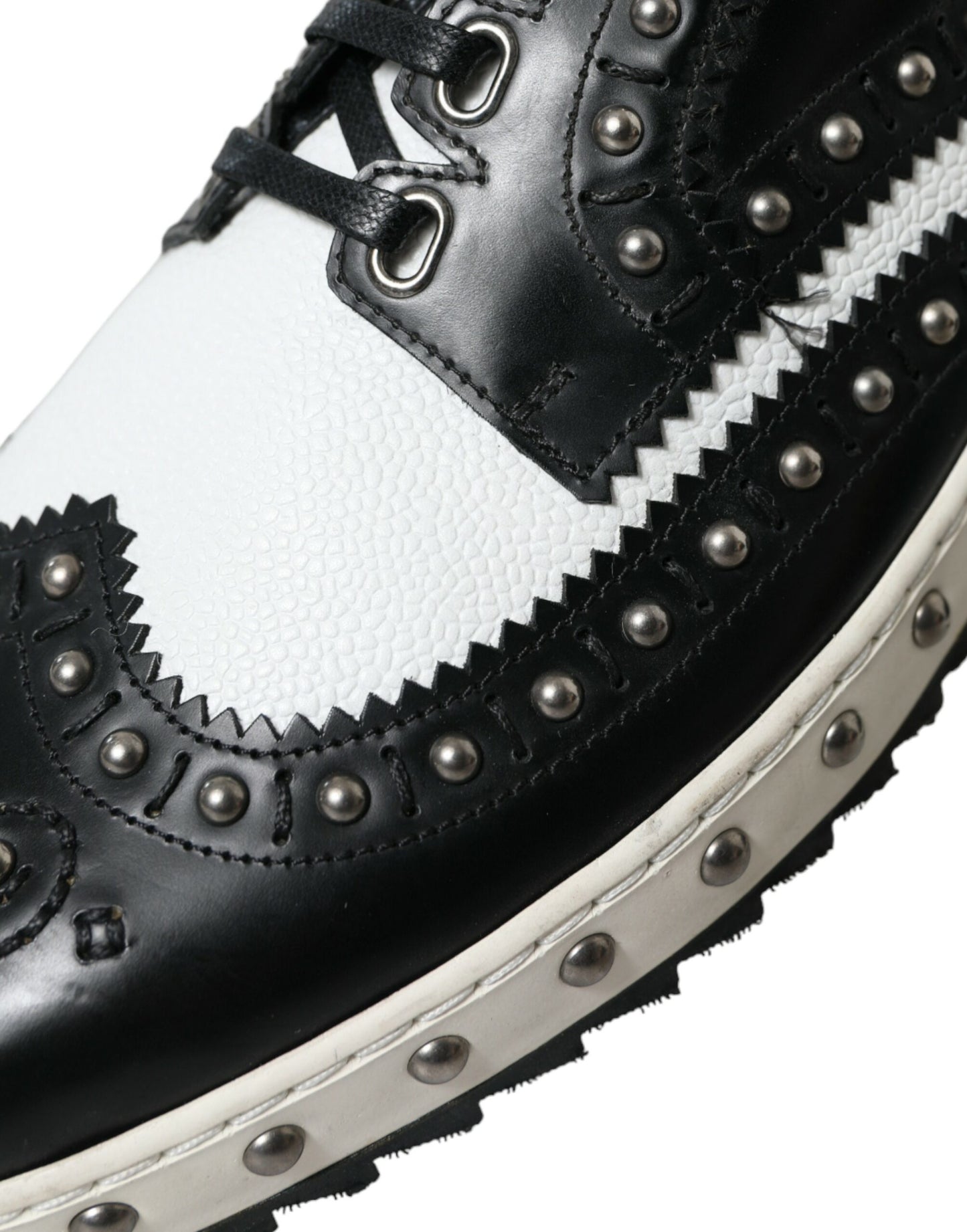 Studded Leather Sneakers in Black & White