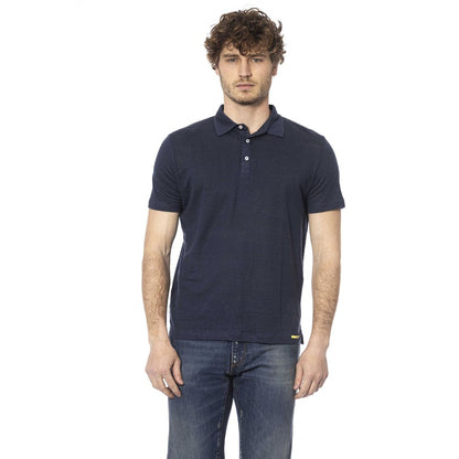 Blue Cotton Men Polo Shirt