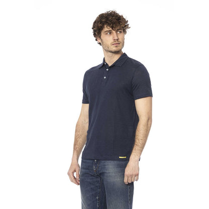 Blue Cotton Men Polo Shirt