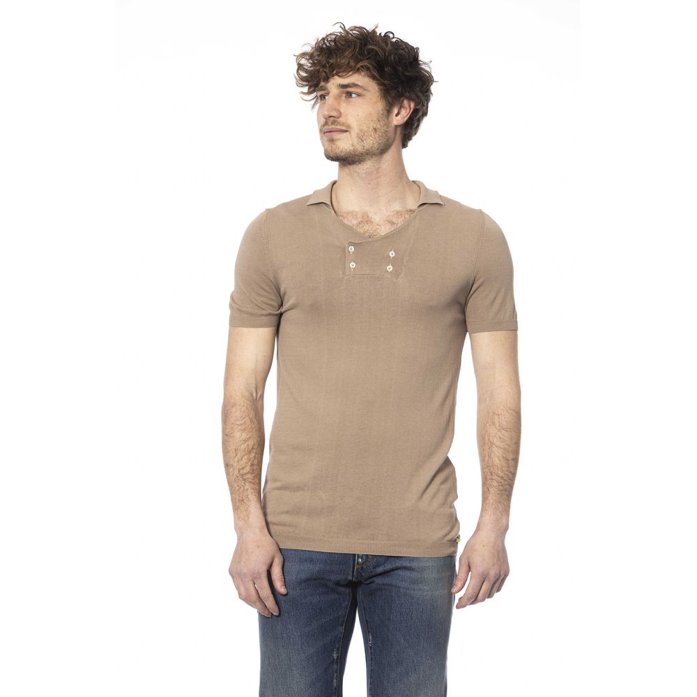 Beige Cotton Men Polo Shirt