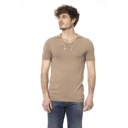 Beige Cotton Men Polo Shirt