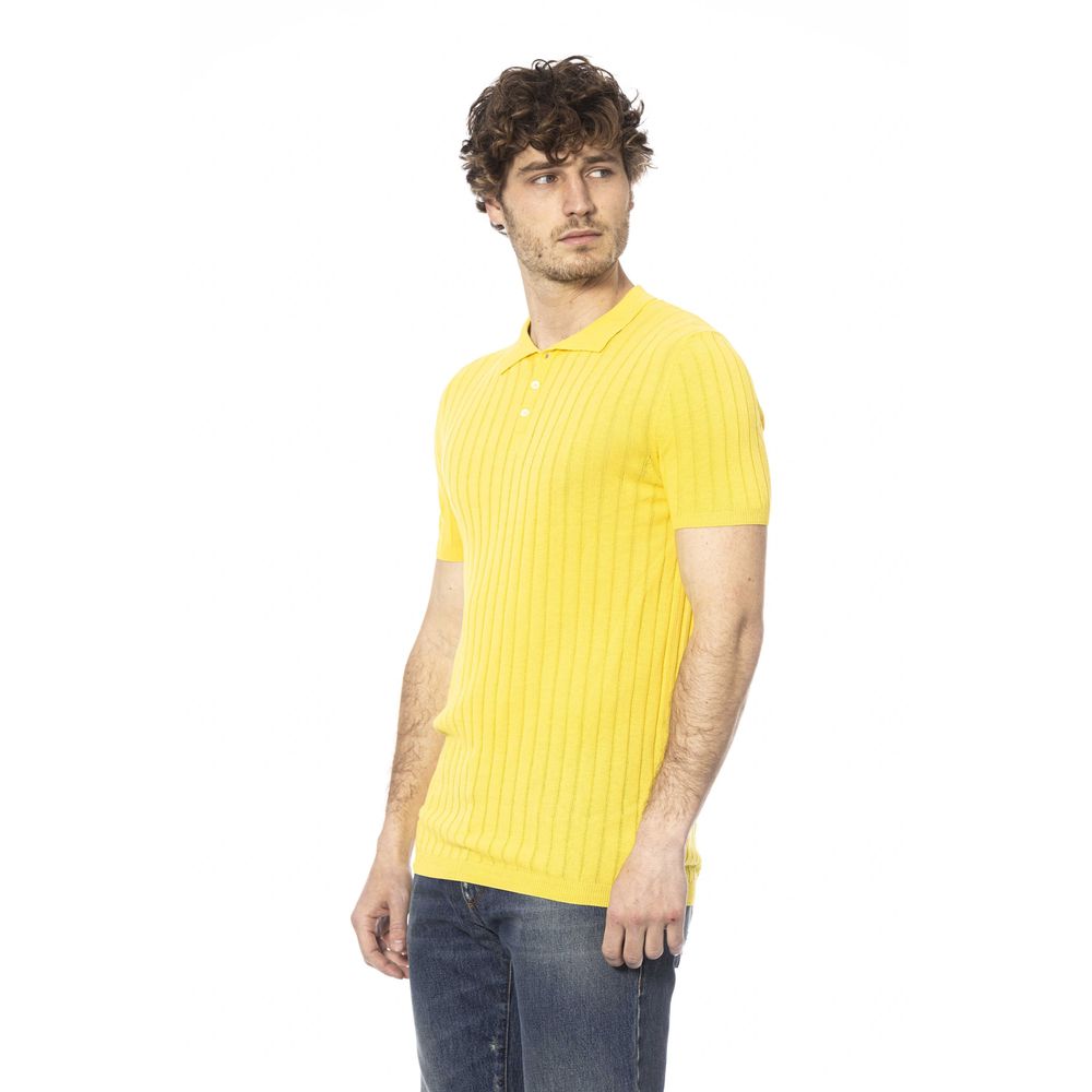 Yellow Cotton Men Polo Shirt