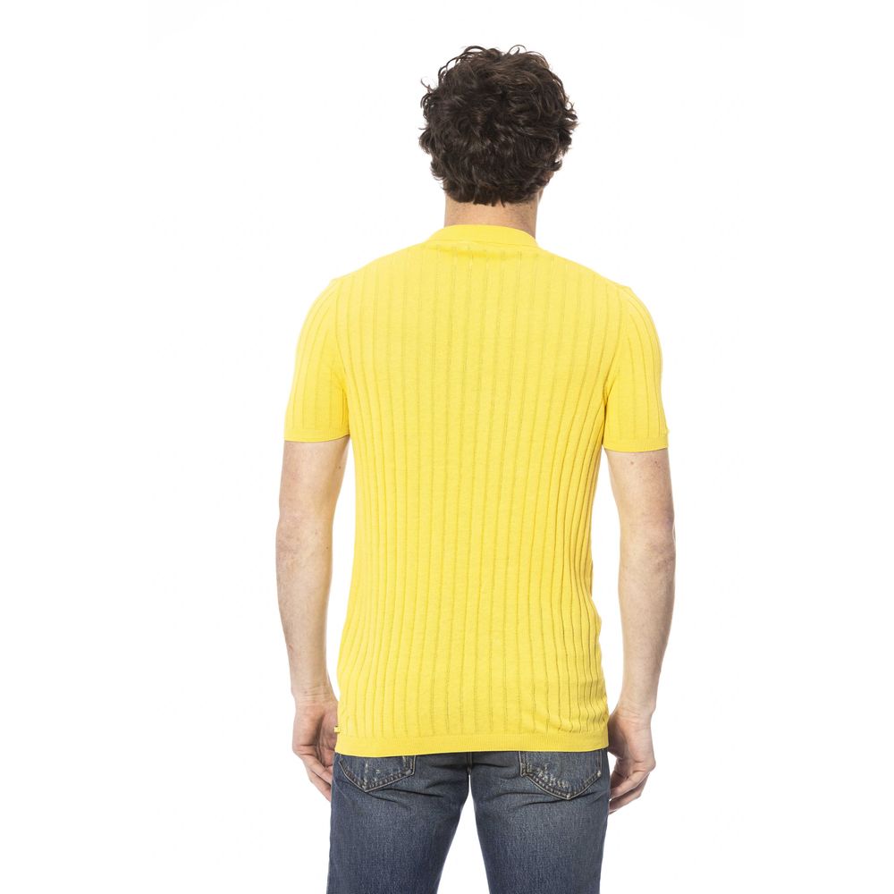 Yellow Cotton Men Polo Shirt