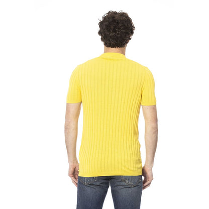 Yellow Cotton Men Polo Shirt