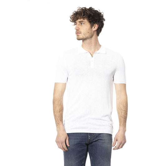 White Cotton Men Polo Shirt