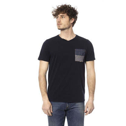 Blue Cotton Men T-Shirt