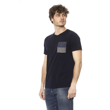 Blue Cotton Men T-Shirt