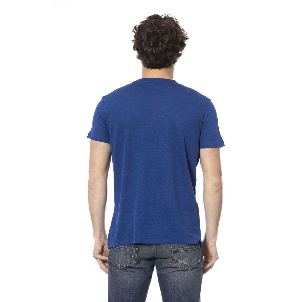 Blue Cotton Men T-Shirt