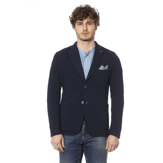 Blue Cotton Men Blazer