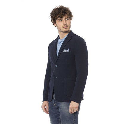 Blue Cotton Men Blazer