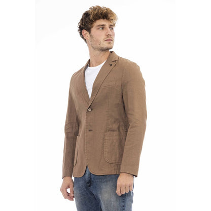 Brown Linen Men Blazer