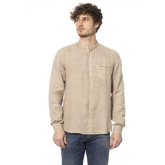 Beige Linen Men Shirt