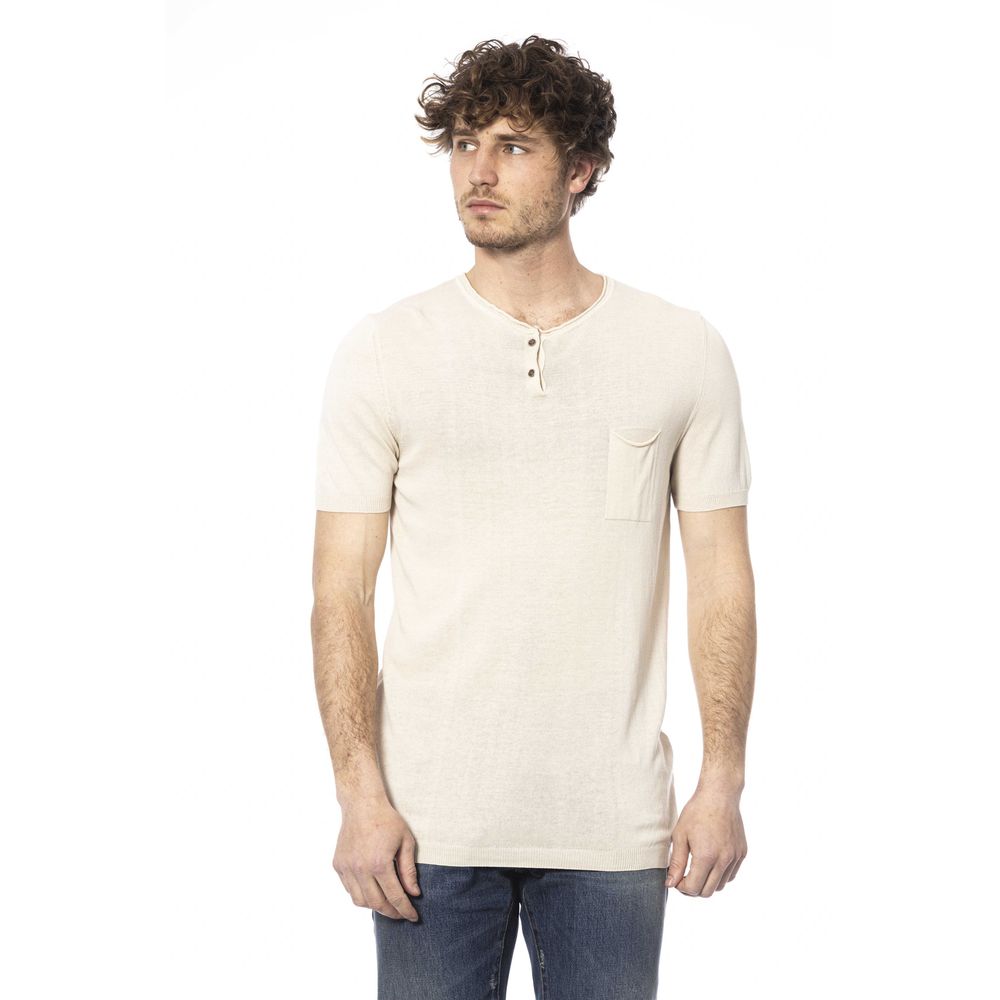 Beige Cotton Men T-Shirt