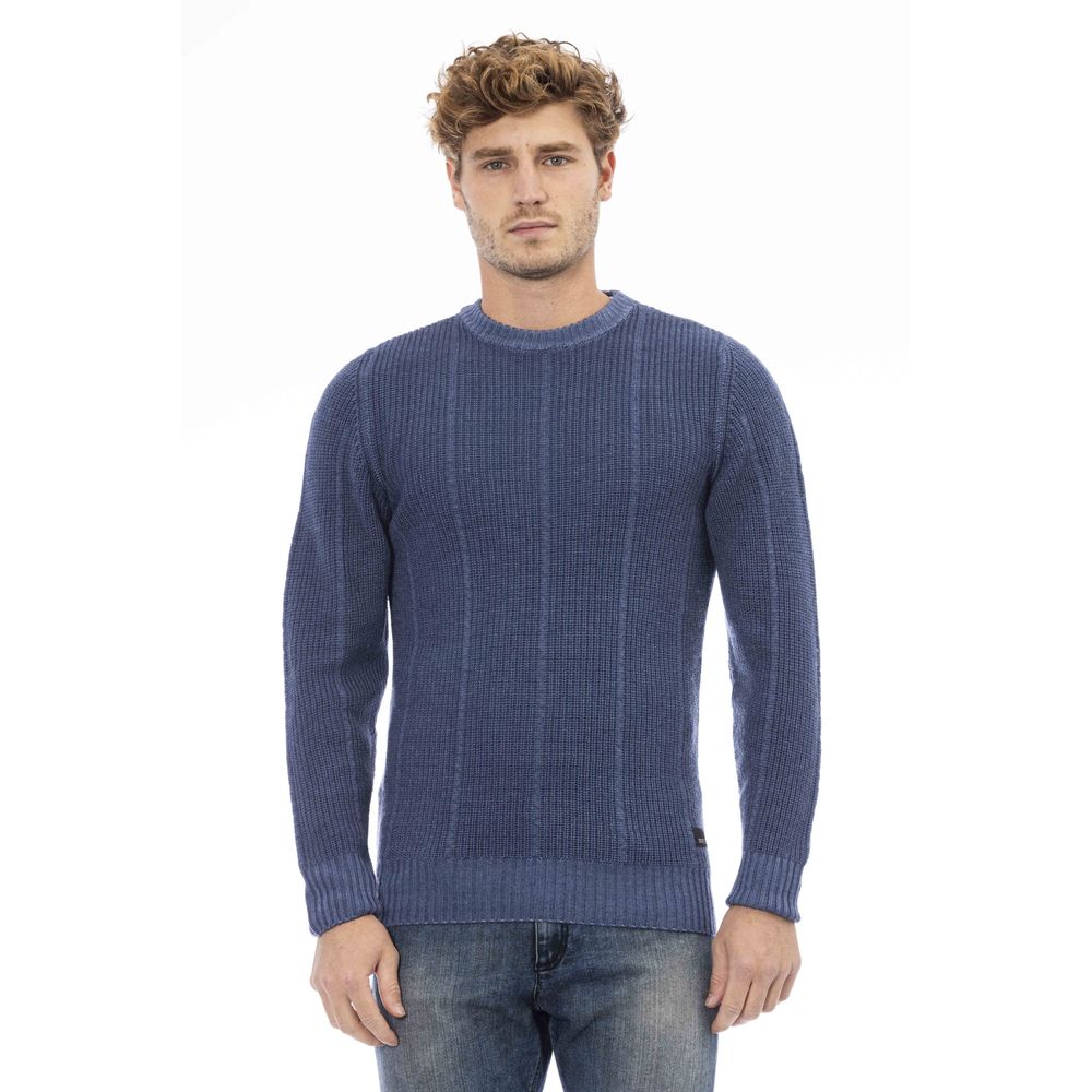 Blue Wool Men Sweater