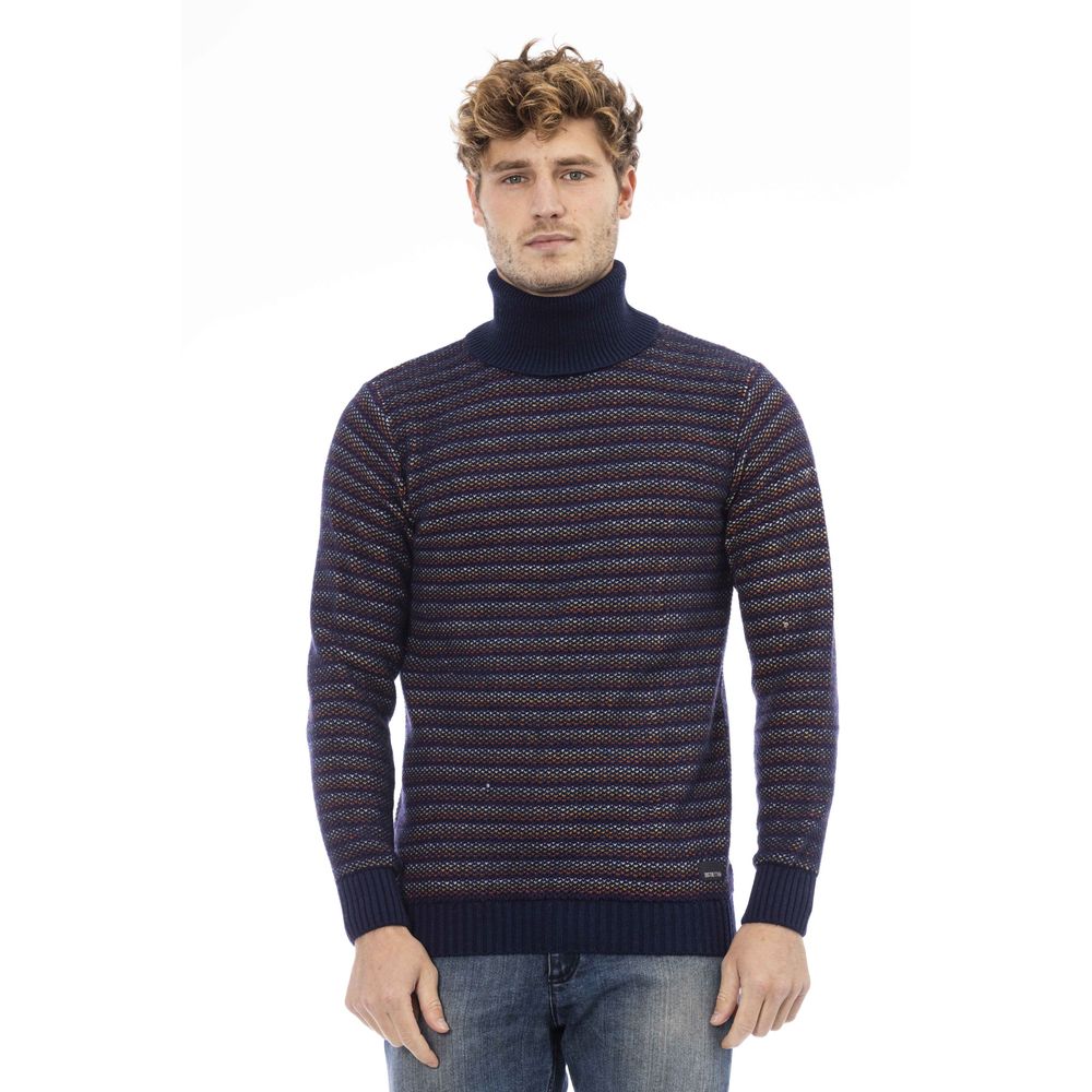 Blue Wool Men Sweater