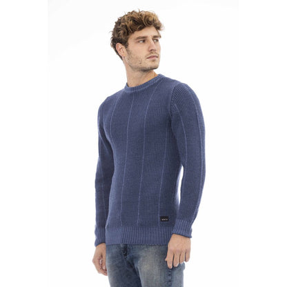 Blue Wool Men Sweater