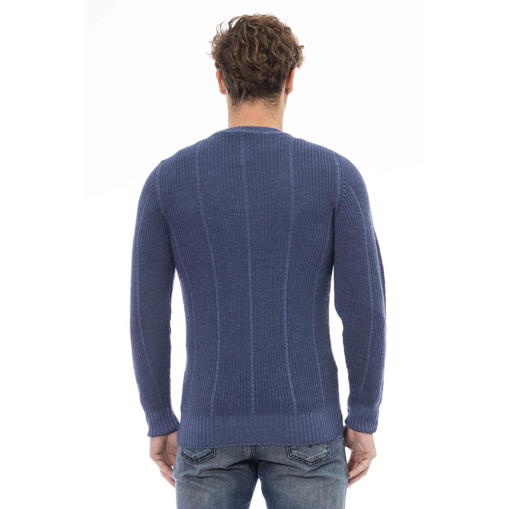 Blue Wool Men Sweater