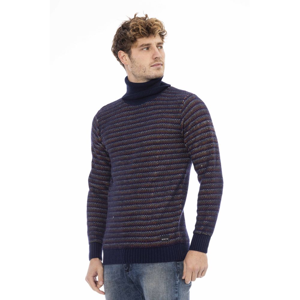 Blue Wool Men Sweater