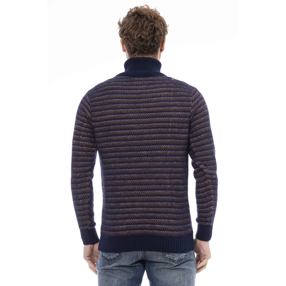 Blue Wool Men Sweater