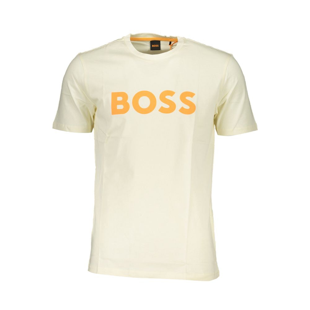 Beige Cotton Men T-Shirt