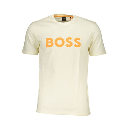 Beige Cotton Men T-Shirt