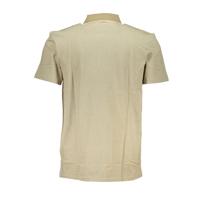 Beige Cotton Men Polo Shirt