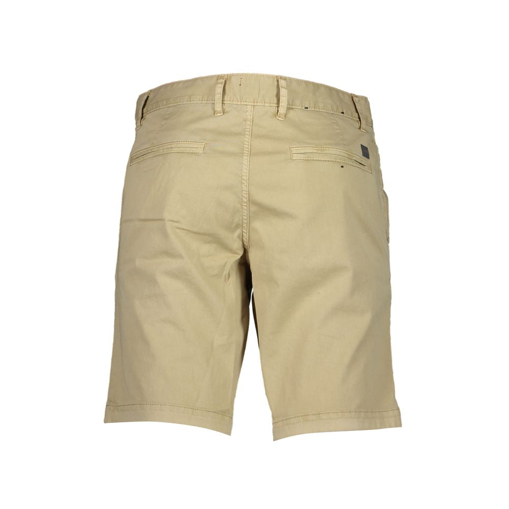 Beige Cotton Men Slim Bermuda