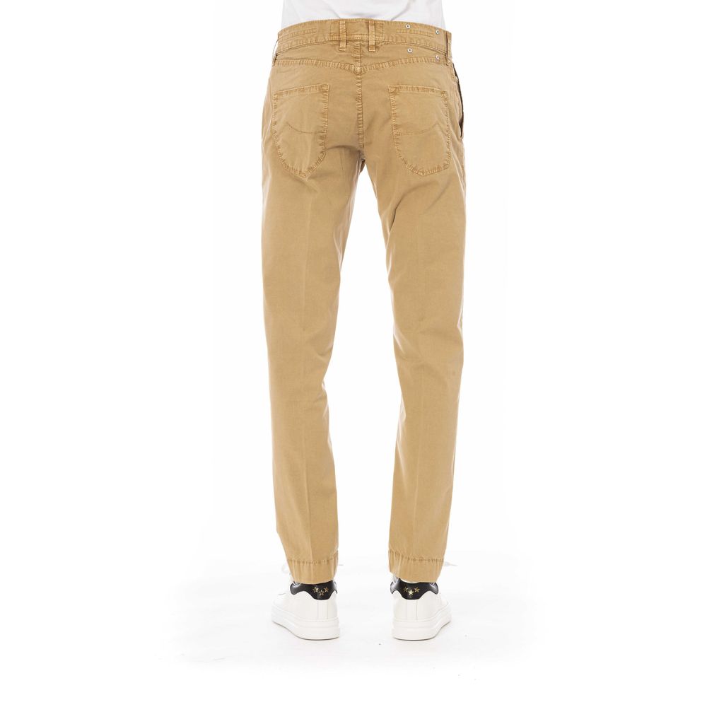 Beige Cotton Men Pants