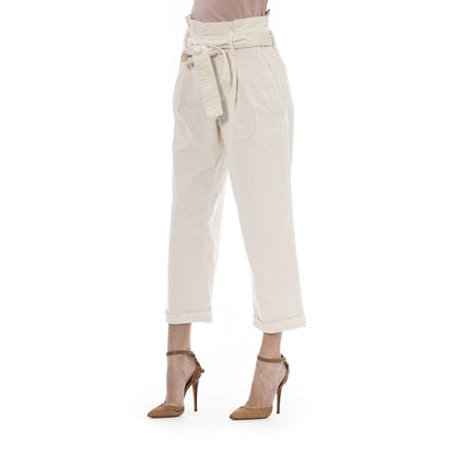 Beige Cotton Women Jeans